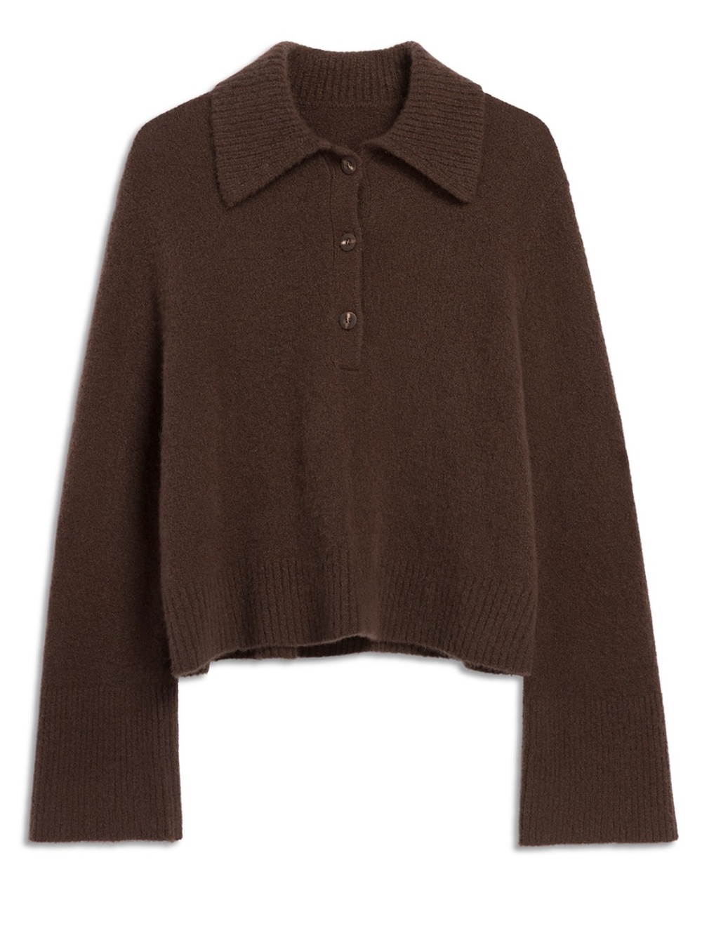 Jenni Kayne cashmere Stevie polo chocolate brown S